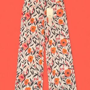Oneso Wide Leg Floral Pants Women's Size 27 NWT High Rise Statement Print